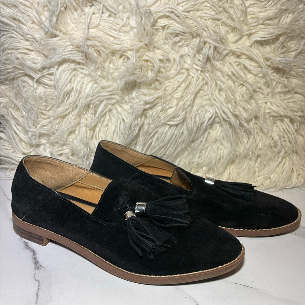 Franco Sarto - Black Suede Tassle Loafers (5.5)